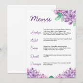 Carte de menu Mariage Floral Aquarelle (Devant / Derrière)