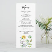 Carte de menu Mariage Floral Art crayon couleur (Debout devant)