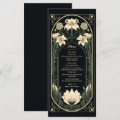 Carte de menu Mariage floral Art nouveau foncé élé (Devant / Derrière)