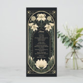 Carte de menu Mariage floral Art nouveau foncé élé (Debout devant)