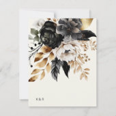 Carte de menu Mariage Floral Black Gold Luxe (Dos)