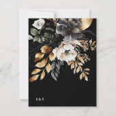 Carte de menu Mariage Floral Black Gold Luxe (Dos)