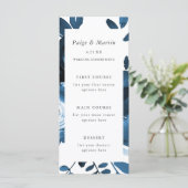 Carte de menu Mariage Floral Bleu et Blanc (Debout devant)