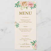 Carte de menu Mariage Floral Blush Hydrangea (Devant)