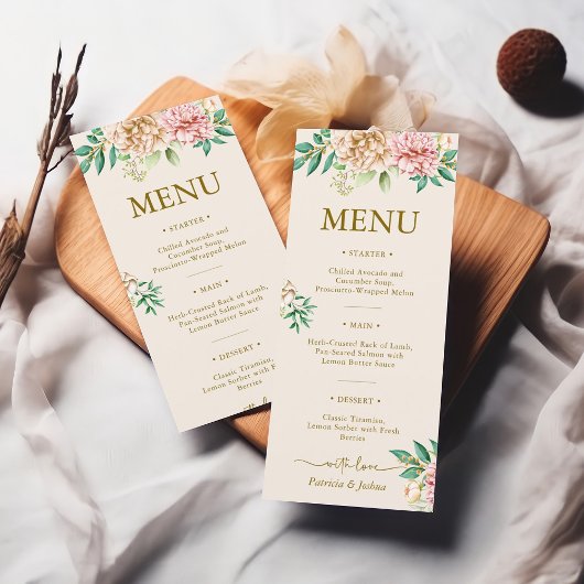Carte de menu Mariage Floral Blush Hydrangea