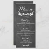 Carte de menu Mariage Floral Chalkboard noir (Devant / Derrière)