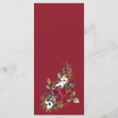 Carte de menu Mariage Floral de Noël Rouge Poinset (Dos)