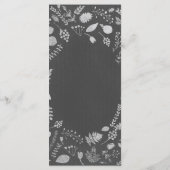 Carte de menu Mariage floral gris et argent au cha (Dos)