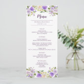 Carte de menu Mariage floral Lilac Watercolor (Debout devant)
