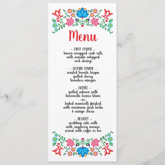 Carte de menu Mariage Floral mexicain Gold Foil (Devant)