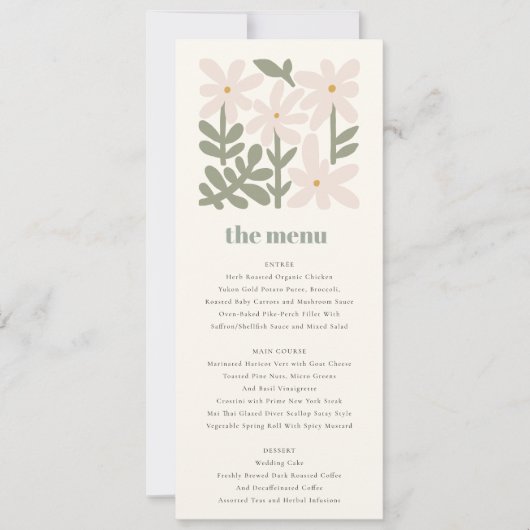 Carte de menu Mariage floral minimal Dusky Blush R (Devant)