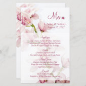 Carte de menu Mariage floral pour orchidée rose Cy (Devant / Derrière)