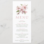 Carte de menu Mariage floral rose pâle (Devant)