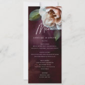 Carte de menu Mariage floral rustique foncé + Mood (Devant)