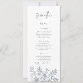 Carte de menu Mariage Florals gris avec nom d'hôte (Devant)