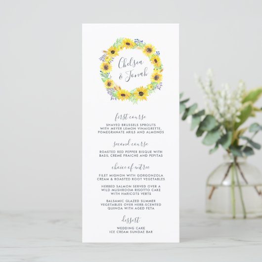 Carte de menu Mariage Flowerfields (Debout devant)