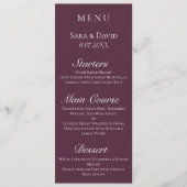 Carte de menu Mariage foncé mauve moderne (Devant)