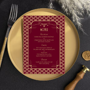 Carte de menu Mariage Gatsby Art déco des années 1