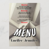 Carte de menu Mariage géométrique moderne avec pho (Devant)