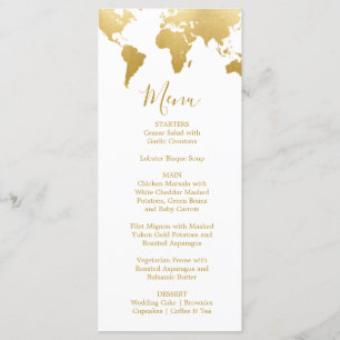Carte de menu Mariage Globetrotter