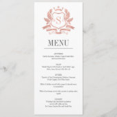 Carte de menu Mariage Gold Crest Rose classique (Devant)