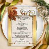 Carte de menu Mariage Gold Fall Leaves