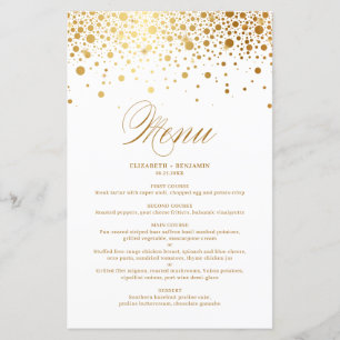 Carte de menu Mariage Gold Foil Confetti Dots