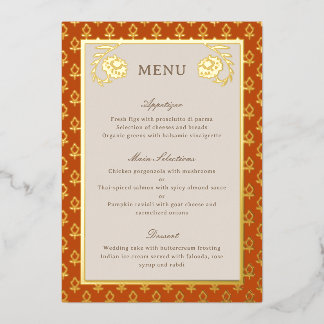 Carte de menu Mariage Gold Foil Marigold