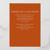 Carte de menu Mariage Gold Foil Marigold (Verso)