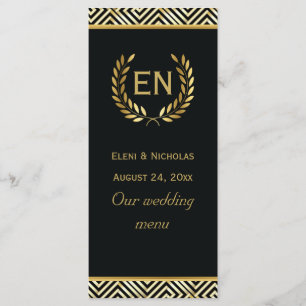 Carte de menu mariage Gold Greek key & laurel wrea