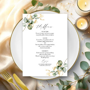 Carte de menu Mariage Gold Green Elegant