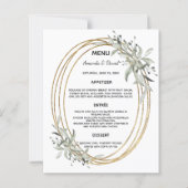 Carte de menu mariage Gold greenery (Devant)
