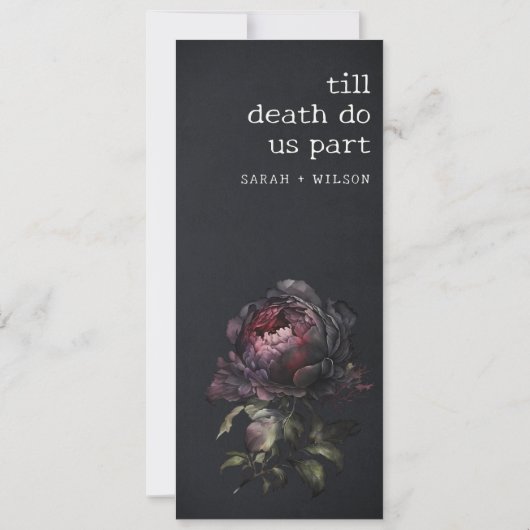 Carte de menu Mariage gothique violet foncé noir p (Dos)