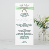 Carte de menu Mariage Green Diamond Bow (Debout devant)
