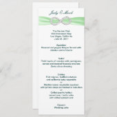 Carte de menu Mariage Green Diamond Infinity (Devant / Derrière)