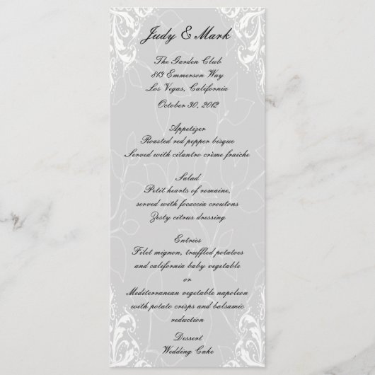 Carte de menu Mariage Halloween Chat & Owl (Devant)