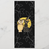Carte de menu Mariage Halloween Chat & Owl (Dos)