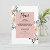 Carte de menu Mariage imprimable Pêche romantique (Debout devant)