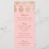 Carte de menu Mariage indien Baby Pink Gold Damask (Devant)