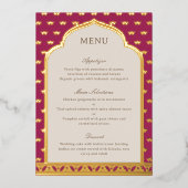 Carte de menu Mariage indienne de Lotus Flower Gol (Recto)