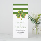 Carte de menu mariage irlandais à rayures blanches (Debout devant)