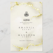 Carte de menu Mariage islamique Gold Marble Textur (Devant)