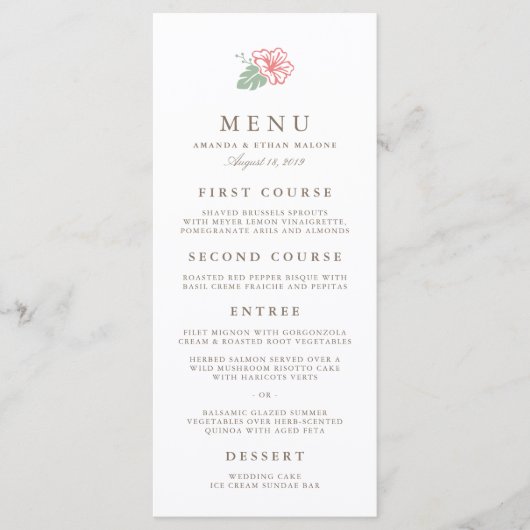 Carte de menu Mariage Island Hibiscus (Devant)