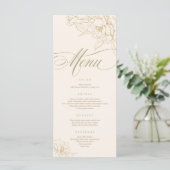 Carte de menu Mariage ivoire, avec Peony aux fleur (Debout devant)