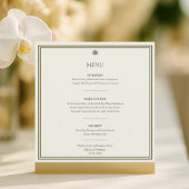 Carte de menu Mariage ivoire et or | Élégant class