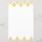 Carte de menu Mariage Jaune blanc Damas Arabesque (Dos)