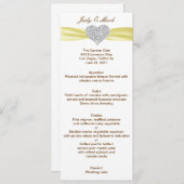 Carte de menu Mariage jaune Coeur diamant (Devant / Derrière)