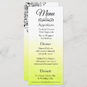 Carte de menu Mariage Jaune élégant (Devant / Derrière)