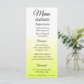 Carte de menu Mariage Jaune élégant (Debout devant)