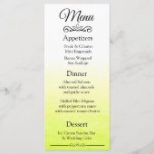 Carte de menu Mariage Jaune élégant (Devant)